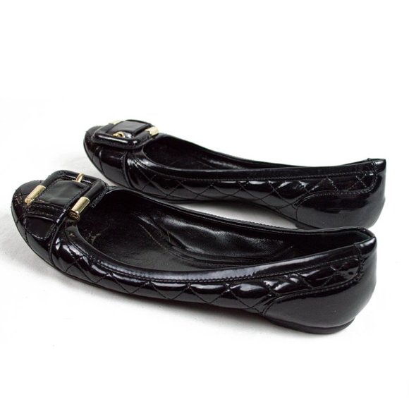 BURBERRY Vintage Black Patent Quilted Buckle Flats - Picture 4 of 11
